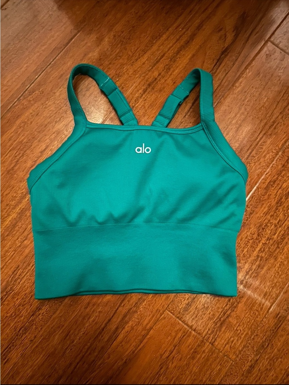 ALO Yoga  Green ribbed Crop Top